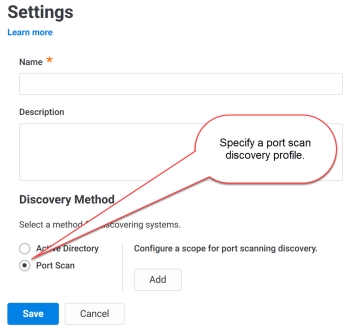 Creating a Port Scan Discovery Profile