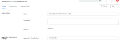 Application Classification Action Details