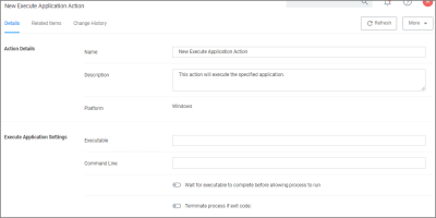 Display Execute Application Settings