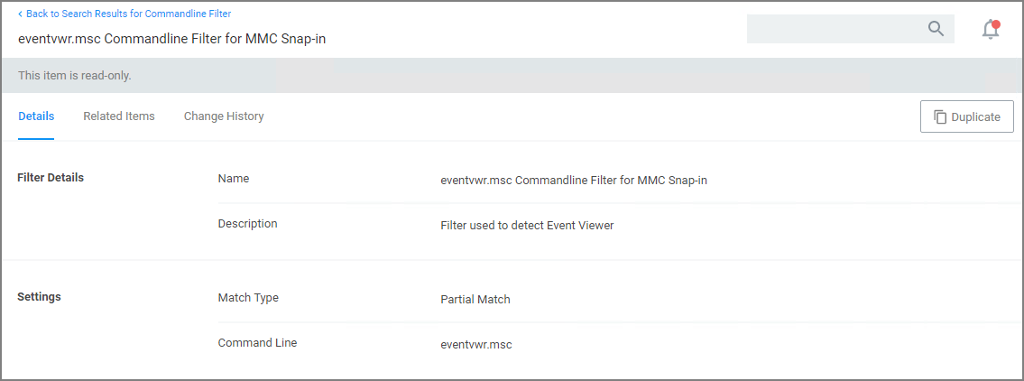 Commandline Filter default example