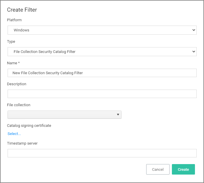 File Collection Security Catalog Filter