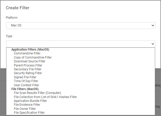 macOS default filters
