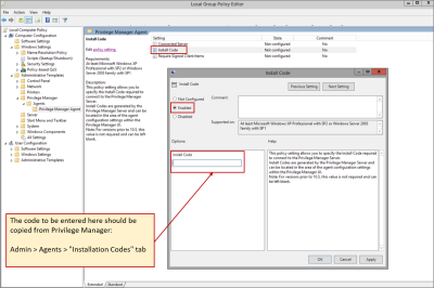 Agent Installation Codes Paste