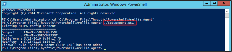 Running the SetupAgent script