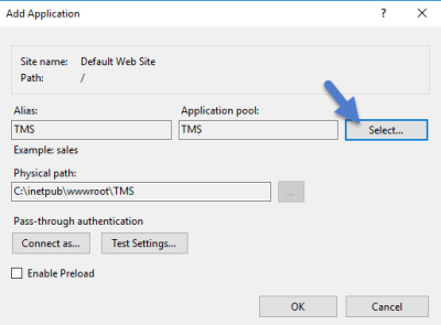 Convert Application Pool to TMS