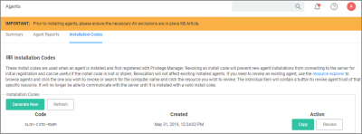 Agent Installation Codes Copy