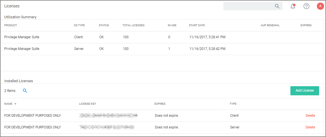 license page