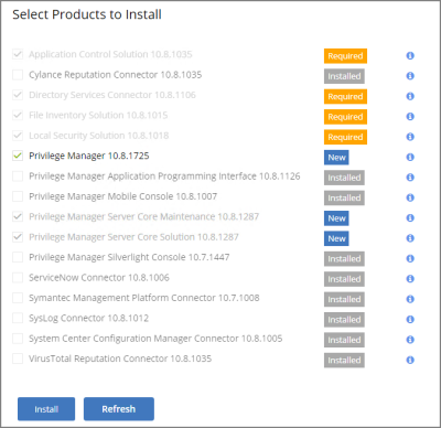 Select which products to install