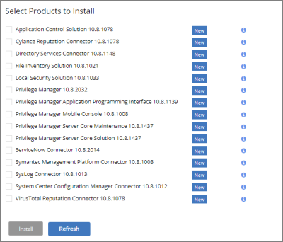 Select which products to install