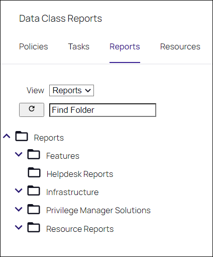Reports folder tree