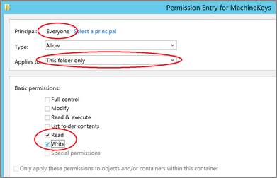 Permission Entry for MachineKeys