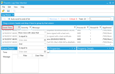 Filter by event time