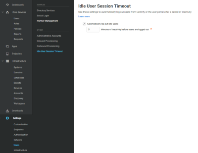 Idle User Session Timeout