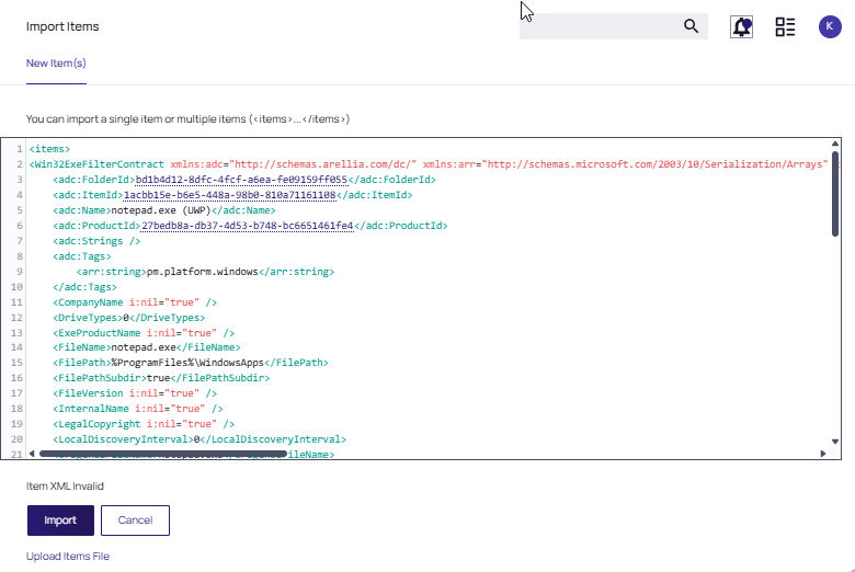 Importing Items