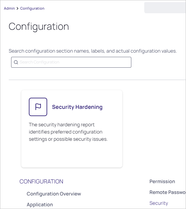 Configuration Overview Page