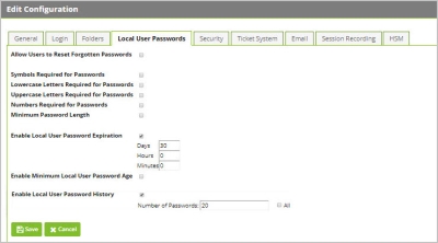 Edit Configuration Local User Passwords