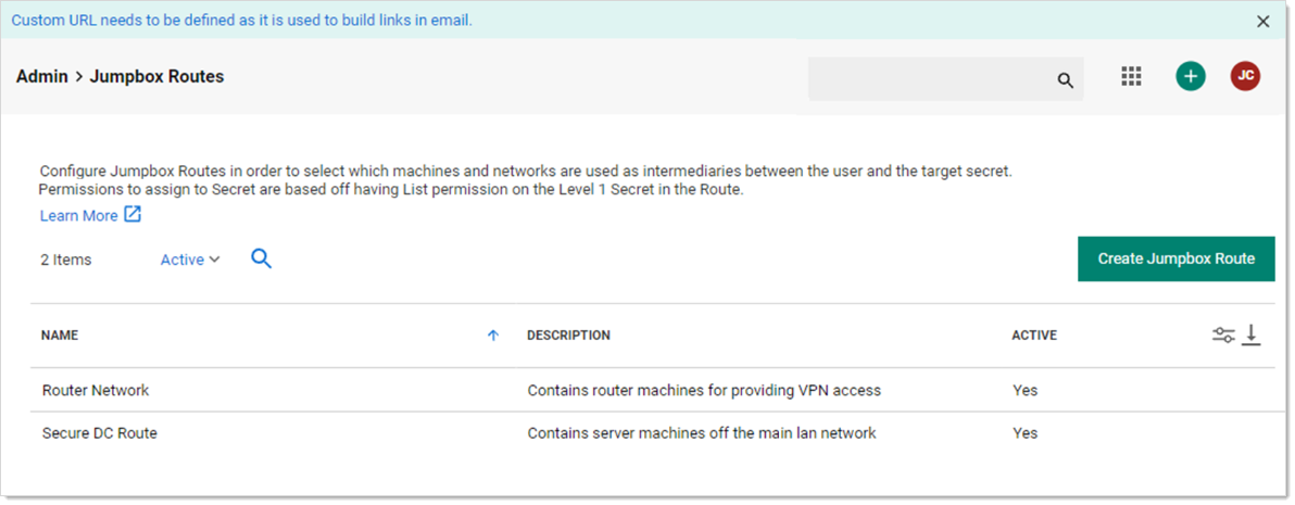 Creating and Editing SSH Jumpbox Routes