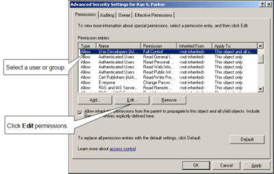 Edit Active Directory permissions