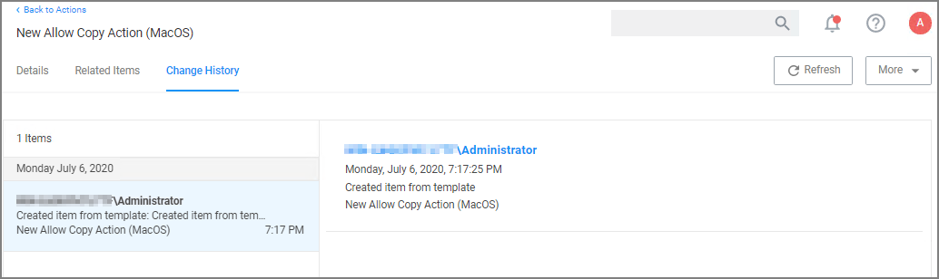 Opening Resource Explorer via the Change History tab