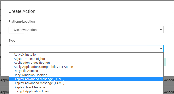 WYSIWYG Display Advanced Message Action Editor