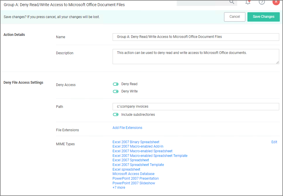 Prevent Read and Write Access to File Types or Locations